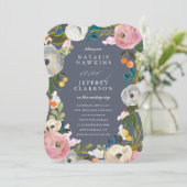 ヴィンテージ花模様結婚式招待状 招待状 (スタンド正面)