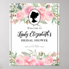 ヴィンテージ花模様赤面ピンクウェルカムブライダルシャワー ポスター