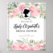 ヴィンテージ花模様赤面ピンクウェルカムブライダルシャワー ポスター (正面)
