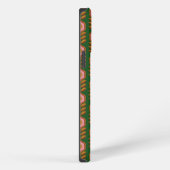 ヴィンテージ花模様、ピンクの緑のレトロ iPhoneケース (右側面)