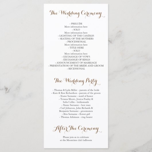 ヴィンテージ花水彩秋の結婚式プログラム プログラム (裏面)