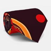 ヴィンテージ花濃赤花柄 ネクタイ (ロール)