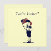 ヴィンテージ花火とフラッグアートのカスタム招待状 招待状 (正面/裏面)