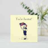 ヴィンテージ花火とフラッグアートのカスタム招待状 招待状 (スタンド正面)