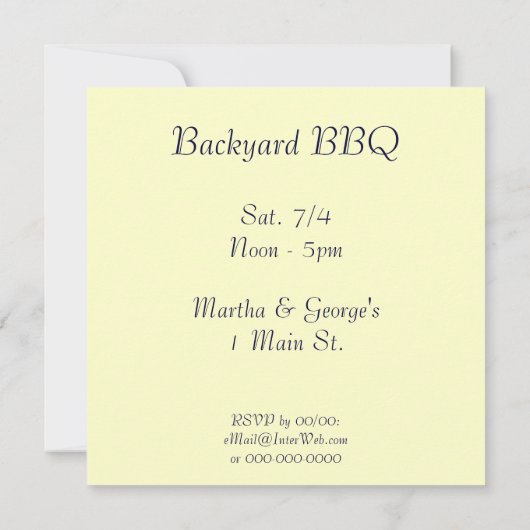 ヴィンテージ花火とフラッグアートのカスタム招待状 招待状 (裏面)