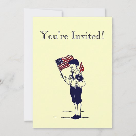 ヴィンテージ花火と国旗のカスタム招待状 招待状 (正面)
