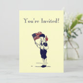 ヴィンテージ花火と国旗のカスタム招待状 招待状 (スタンド正面)