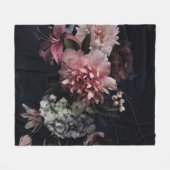 ヴィンテージ花牡丹、チューリップ、ユリ、あじさい  フリースブランケット (正面(横))