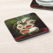 ヴィンテージ花瓶と牡丹、ビンセント・ファン・ゴッホ。 コースター (左側)