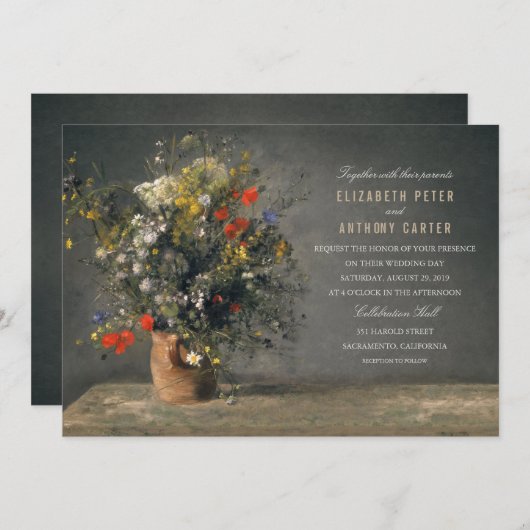 ヴィンテージ花瓶ユニーククリエイティブ結婚ズ 招待状 (正面/裏面)