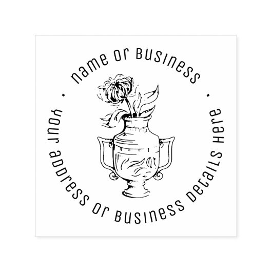 ヴィンテージ花瓶事業名差出人住所 セルフインキングスタンプ (デザイン)