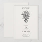ヴィンテージ花瓶結婚の花 招待状 (正面/裏面)