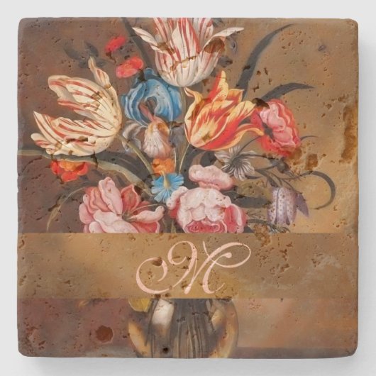 ヴィンテージ花瓶 | コースタモノグラムのー ストーンコースター (正面)