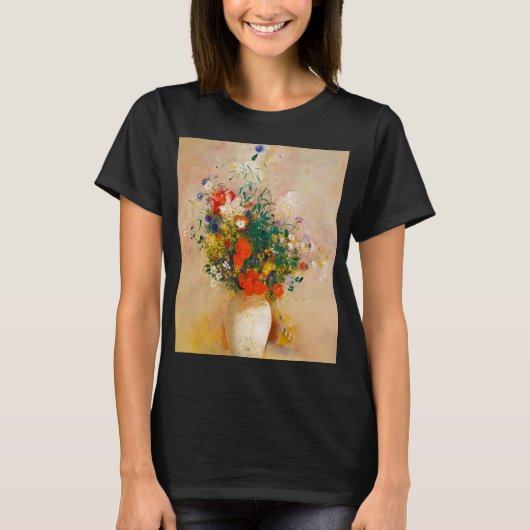 ヴィンテージ花瓶(1906) by Odilon Redon Tシャツ (正面)