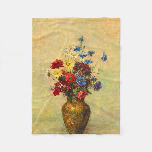 ヴィンテージ花瓶（1910年）Odiron Redon著 フリースブランケット (正面)