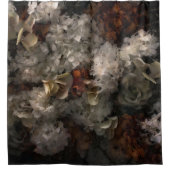 ヴィンテージ花白と錆あじさい植物学 シャワーカーテン (正面)