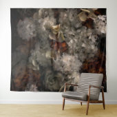 ヴィンテージ花白と錆あじさい植物学 タペストリー (インサイチュ(横))