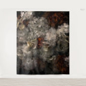 ヴィンテージ花白と錆あじさい植物学 タペストリー (正面)