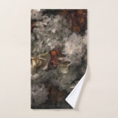 ヴィンテージ花白と錆あじさい植物学 バスタオルセット (ハンドタオル)