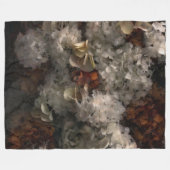 ヴィンテージ花白と錆あじさい植物学 フリースブランケット (正面(横))