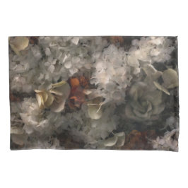 ヴィンテージ花白と錆あじさい植物学 枕カバー