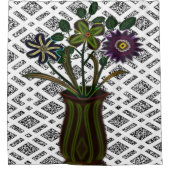 ヴィンテージ花白シャワーカーテン シャワーカーテン (正面)