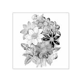 ヴィンテージ花白黒プリント ラバースタンプ (インプリント)