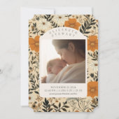 ヴィンテージ花秋2写真誕生のお知らせ 招待状 (正面)