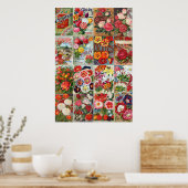 ヴィンテージ花種パケットガーデンコラージュ ポスター (キッチン)