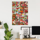 ヴィンテージ花種パケットガーデンコラージュ ポスター (ホームオフィス)