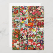 ヴィンテージ花種パケットガーデンコラージュ 招待状 (正面/裏面)