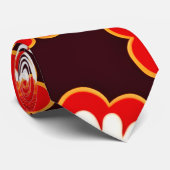 ヴィンテージ花紅白モザイクパターン ネクタイ (ロール)