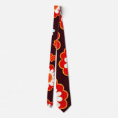 ヴィンテージ花紅白モザイクパターン ネクタイ (裏面)