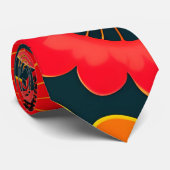 ヴィンテージ花紅黒花柄 ネクタイ (ロール)