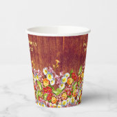 ヴィンテージ花素朴柄プリマ結婚ローズ 紙コップ (左)