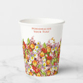 ヴィンテージ花素朴柄プリマ結婚ローズ 紙コップ (裏面)