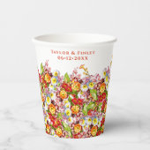 ヴィンテージ花素朴柄プリマ結婚ローズ 紙コップ (正面)