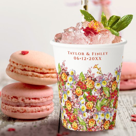 ヴィンテージ花素朴柄プリマ結婚ローズ 紙コップ