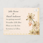 ヴィンテージ花結婚式の日付を保存 案内ポストカード (裏面)