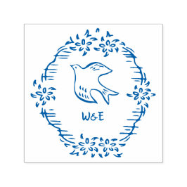 ヴィンテージ花結婚鳩モノグラム セルフインキングスタンプ