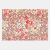 ヴィンテージ花花柄ラップクラフト紙 ラッピングペーパーシート (正面2)