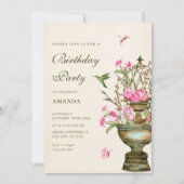 ヴィンテージ花花花花花花花花花花花花花花花花花花花花花花花生誕生誕生日 招待状 (正面)