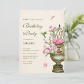 ヴィンテージ花花花花花花花花花花花花花花花花花花花花花花花生誕生誕生日 招待状 (スタンド正面)