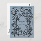 ヴィンテージ花蔵書票結婚式の日付を保存 ポストカード (正面/裏面)