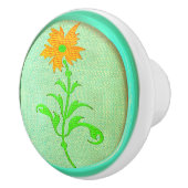 ヴィンテージ花裁縫ボタングリーン セラミックノブ (右)