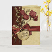 ヴィンテージ花誕生日 カード (黄色い花)