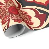 ヴィンテージ花赤グリーン花柄 ラッピングペーパー (ロールコーナー)