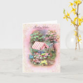 ヴィンテージ花車誕生日ウィッシュカード カード (黄色い花)