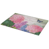 ヴィンテージ花飾りガラス板 カッティングボード (角)