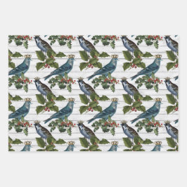 ヴィンテージ花鳥クリスマス ラッピングペーパーシート